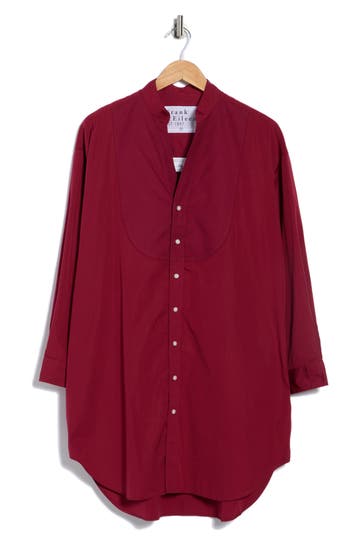 Frank & Eileen Tori Surplice Neck Button-up Shirt Dress In Red