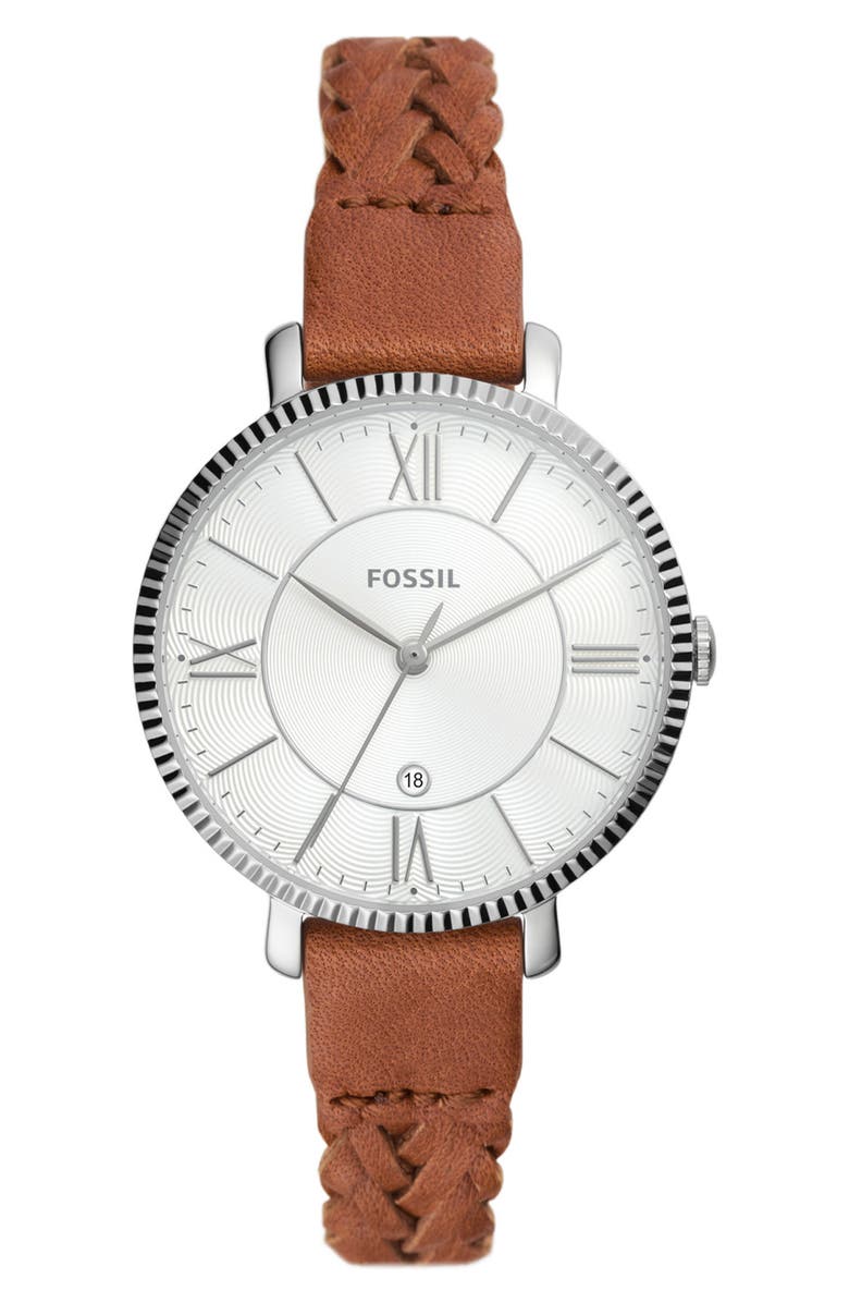 Fossil Jacqueline Leather Strap Watch, 36mm, Main, color,