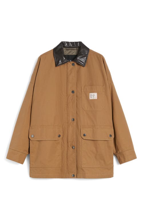 Weekend Max Mara Leather-collared Patch-pocket Jacket In Brown
