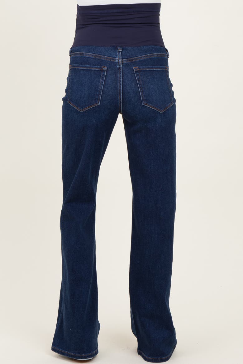 Dark Wash Maternity Flare Jeans, Alternate, color, Navy Blue