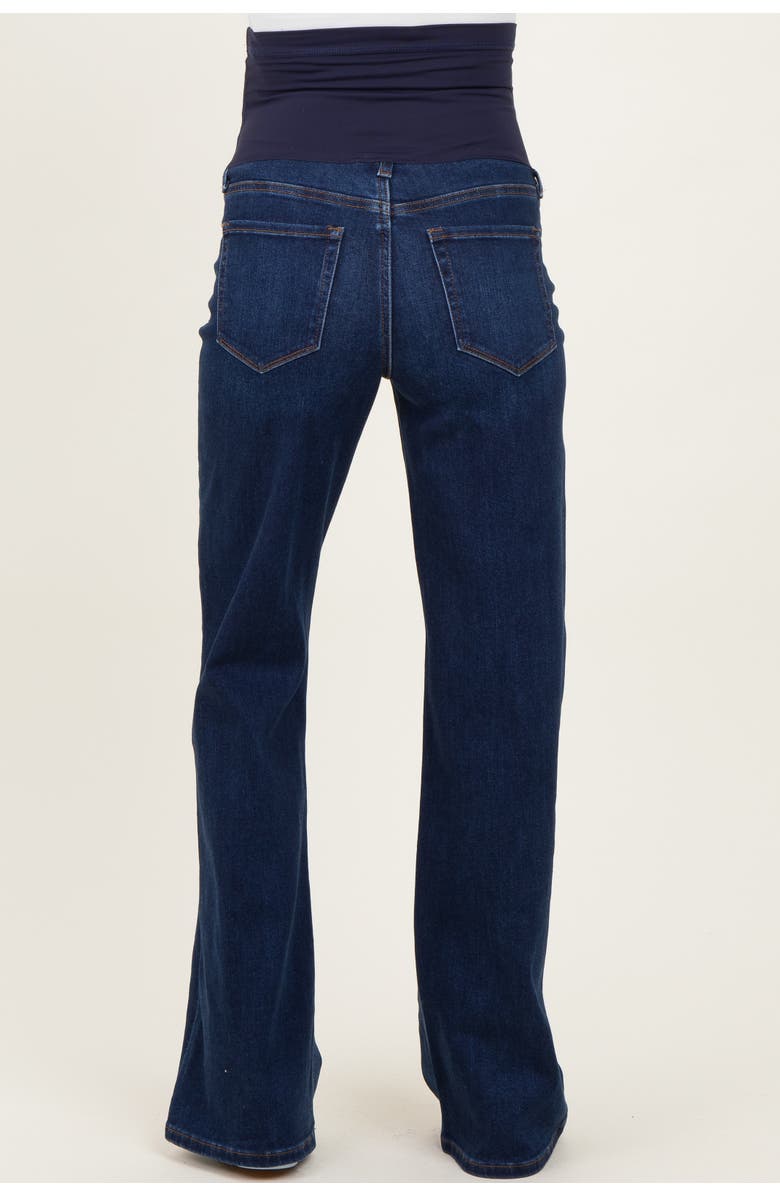 PinkBlush Dark Wash Maternity Flare Jeans, Alternate, color, Navy Blue
