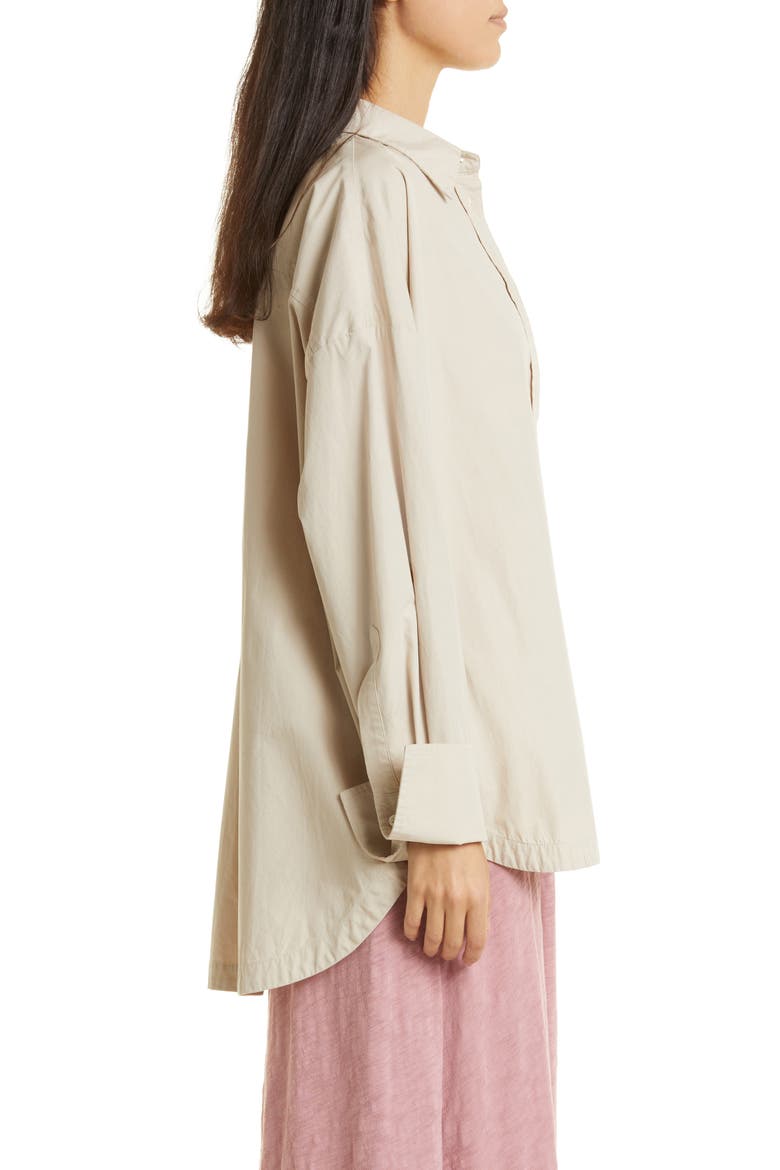 Cotton Poplin Button-Up Shirt, Alternate, color, LINEN