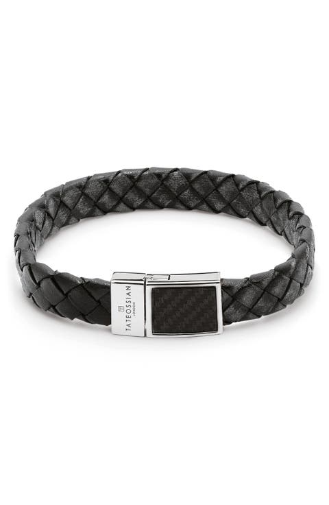 Men's Carbon Woven Leather Bracelet