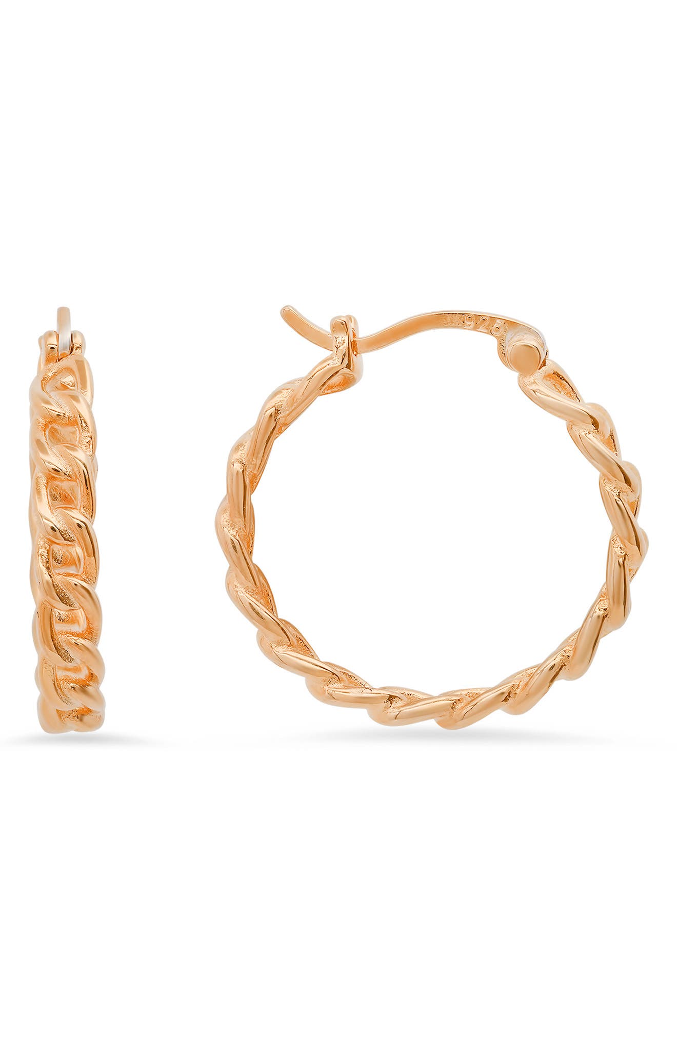 Queen Jewels Sterling Silver Curb Chain Hoop Earrings