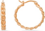 Queen Jewels Sterling Silver Curb Chain Hoop Earrings