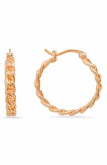 Queen Jewels Sterling Silver Curb Chain Hoop Earrings