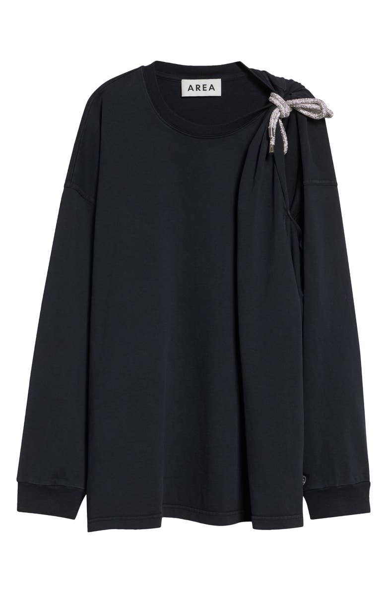 Area Crystal Knot Cutout Long Sleeve T-Shirt, Alternate, color, Washed Black