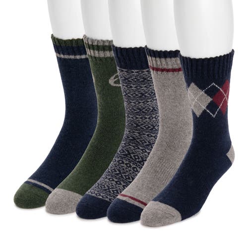 Muk Luks Wool Blend Socks 5 Pair Pack In Multi