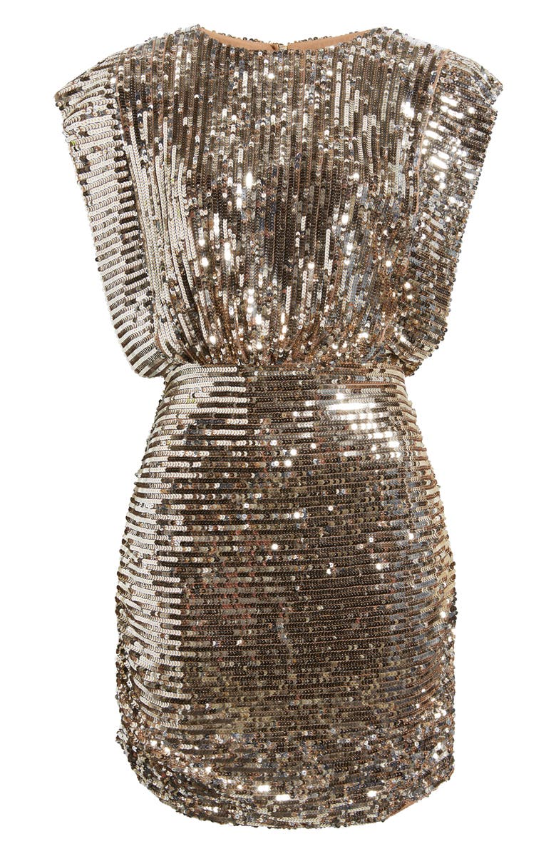 BOSS Orange Dillana Sequin Stripe Cocktail Dress, Alternate, color, Gold
