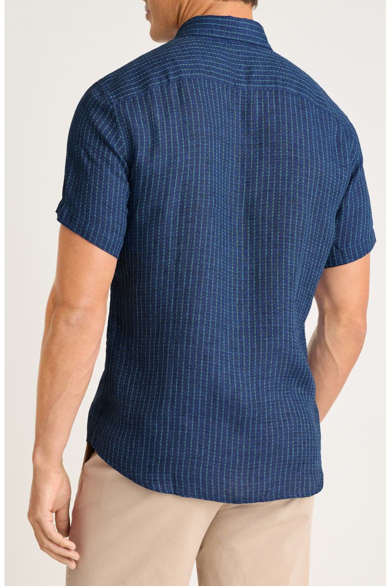 Slim Fit Striped Linen Shirt, Alternate, color, NAVY BLUE TRITON STRIPE LINEN