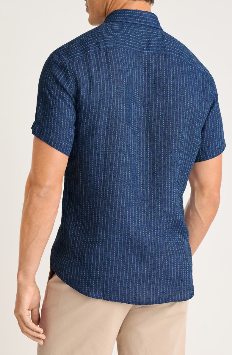 Bonobos Slim Fit Striped Linen Shirt, Alternate, color, Navy Blue Triton Stripe Linen