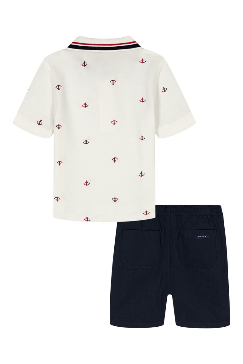 Anchor Print Polo & Shorts Set, Alternate, color, NAVY MULTI