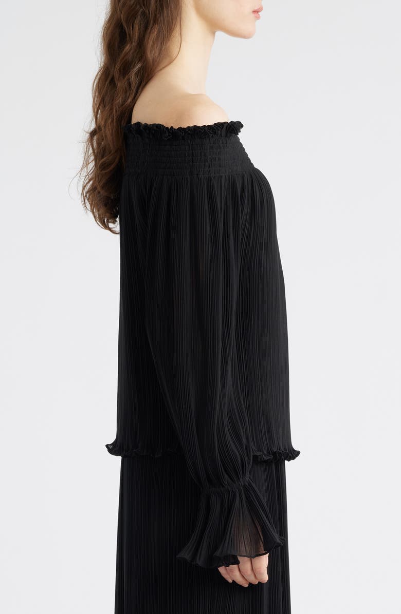 KOBI HALPERIN Elizabeth Plissé Off the Shoulder Top, Alternate, color, Black