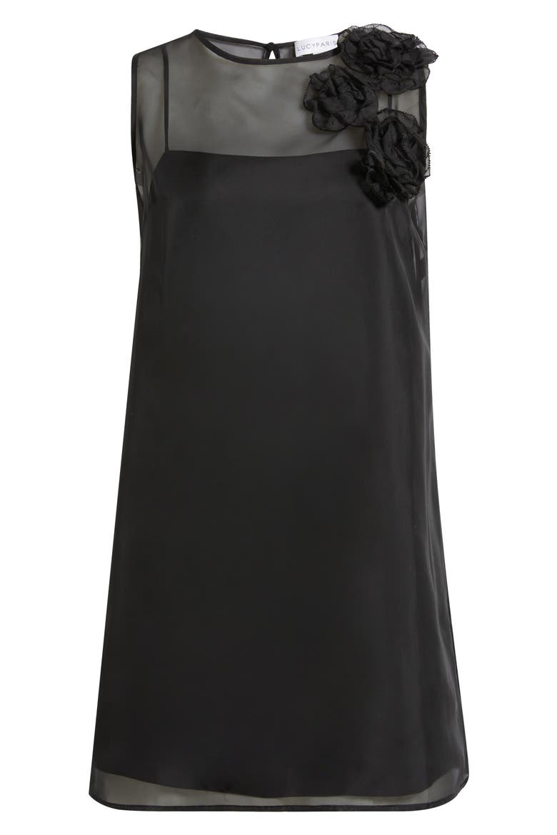 Kenia Rosette Cocktail Shift Minidress, Alternate, color, BLACK