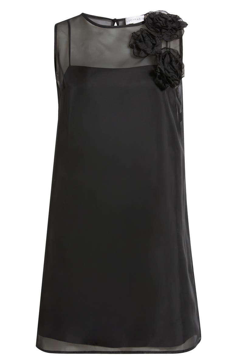 Lucy Paris Kenia Rosette Cocktail Shift Minidress, Alternate, color, Black