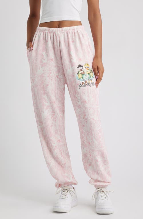 Boys Lie Let Love Guide My Way Kimmy Waffle Knit Sweatpants In Pink