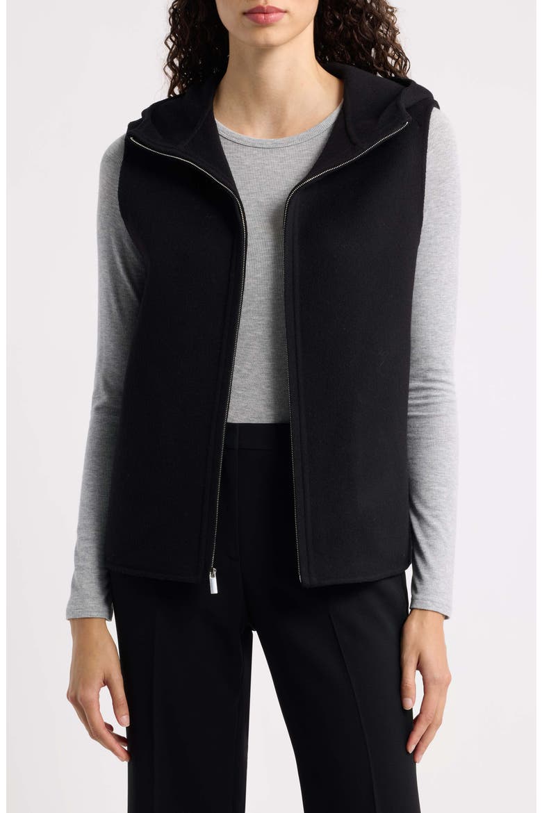Hooded Wool Blend Zip Vest, Main, color, BLACK - 001