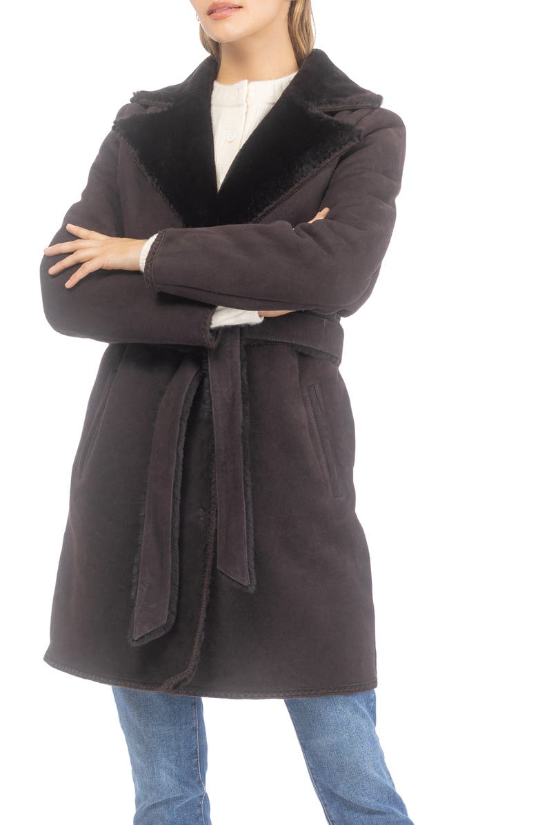 GORSKI Genuine Shearling Stroller, Belt, Alternate, color, Dark Brown