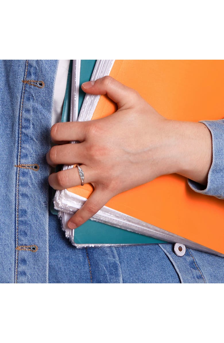 Julianna B. Created White Sapphire 3-Stone Ring 10k, Alternate, color, 10K White Gold