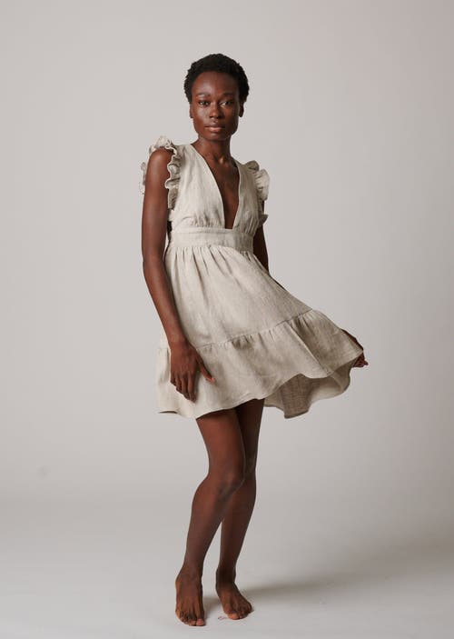Leisure Lab Chloe Mini Linen Dress In Oatmeal