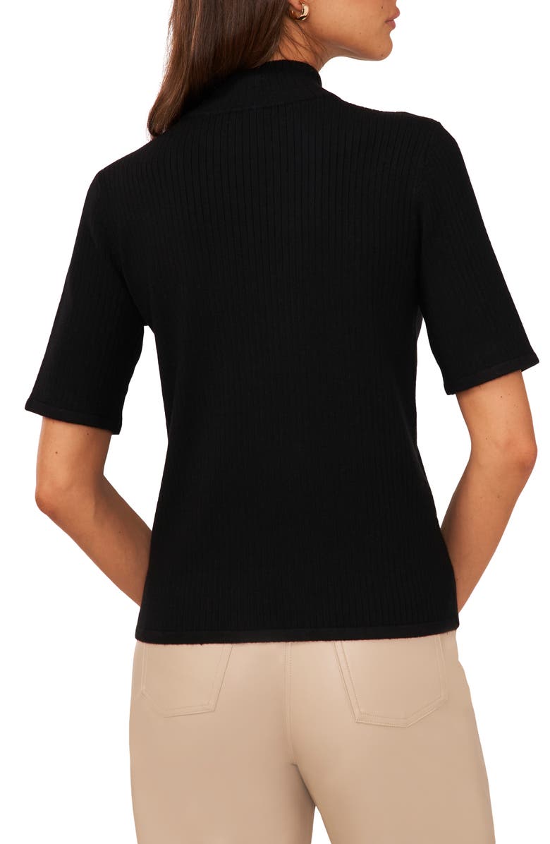 Halogen<sup>®</sup> Short Sleeve Mock Neck Rib Sweater, Alternate, color, Rich Black