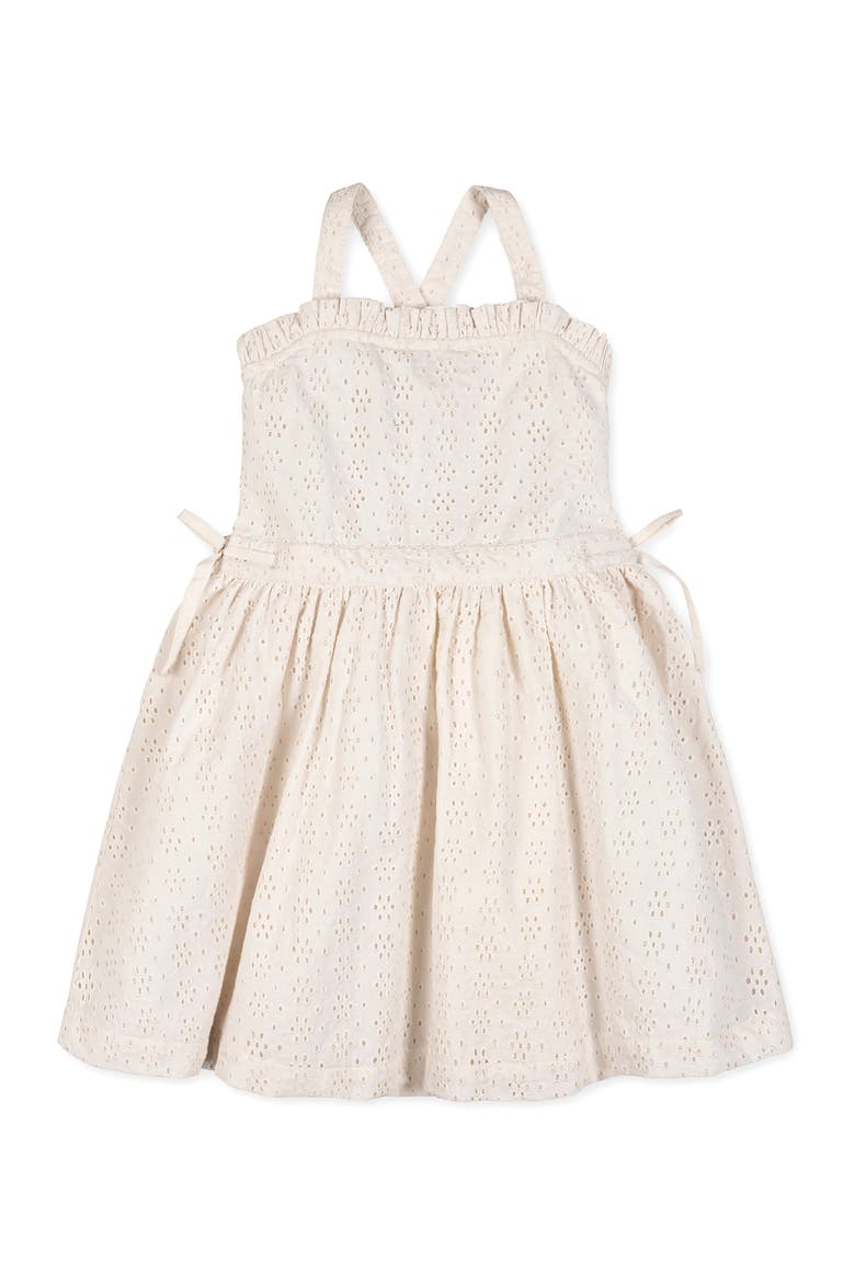 Kids' Organic Ruffle Edge Eyelet Apron Dress, Main, color, Natural Eyelet