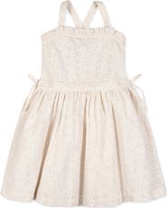 Hope & Henry Kids' Organic Ruffle Edge Eyelet Apron Dress
