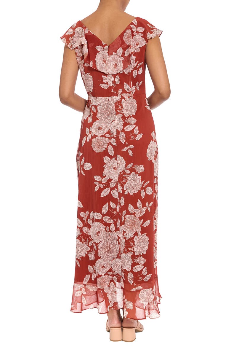 Ruffle Wrap Maxi Dress, Alternate, color, PICANTE/ WHITE ALYSSUM