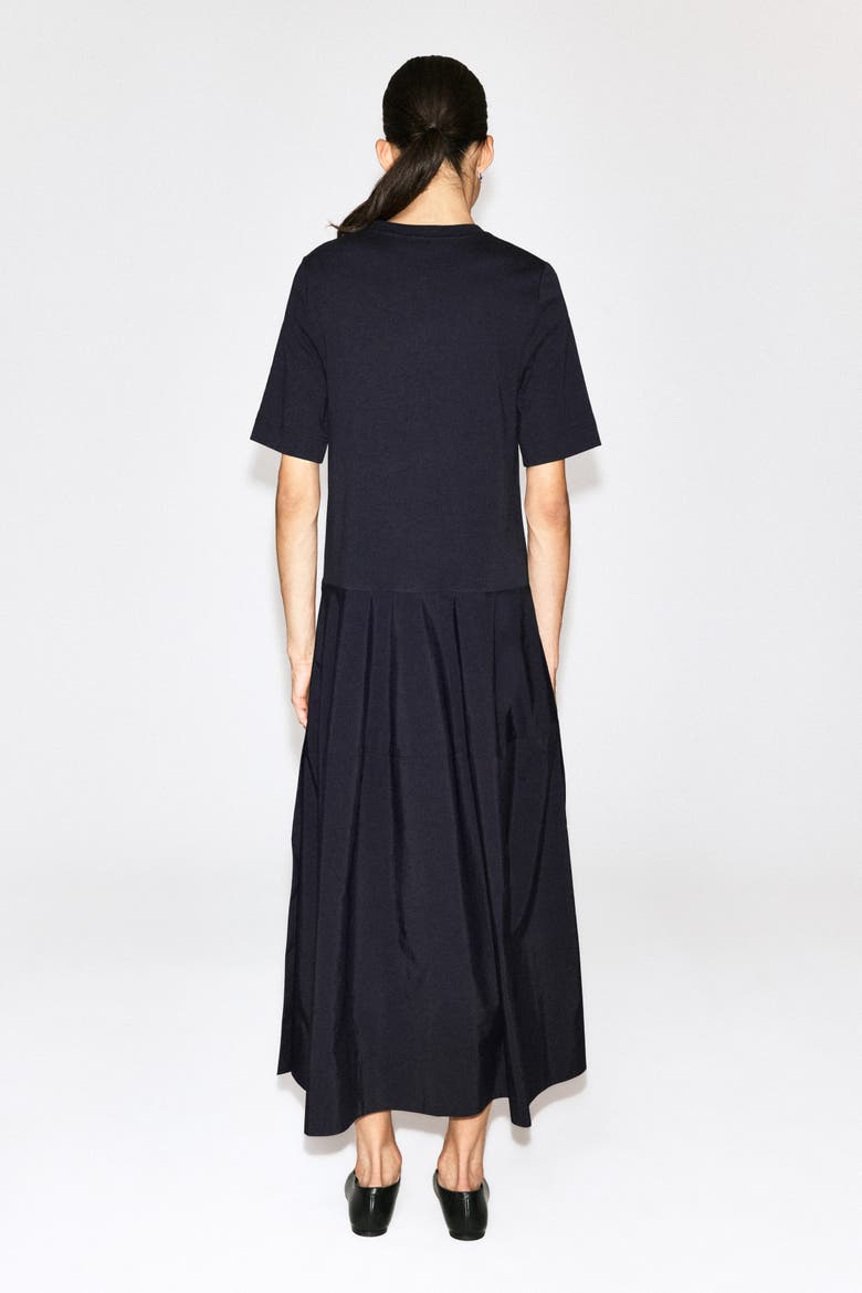 Dropped-waist Contrast-panel Midi Dress, Alternate, color, NAVY