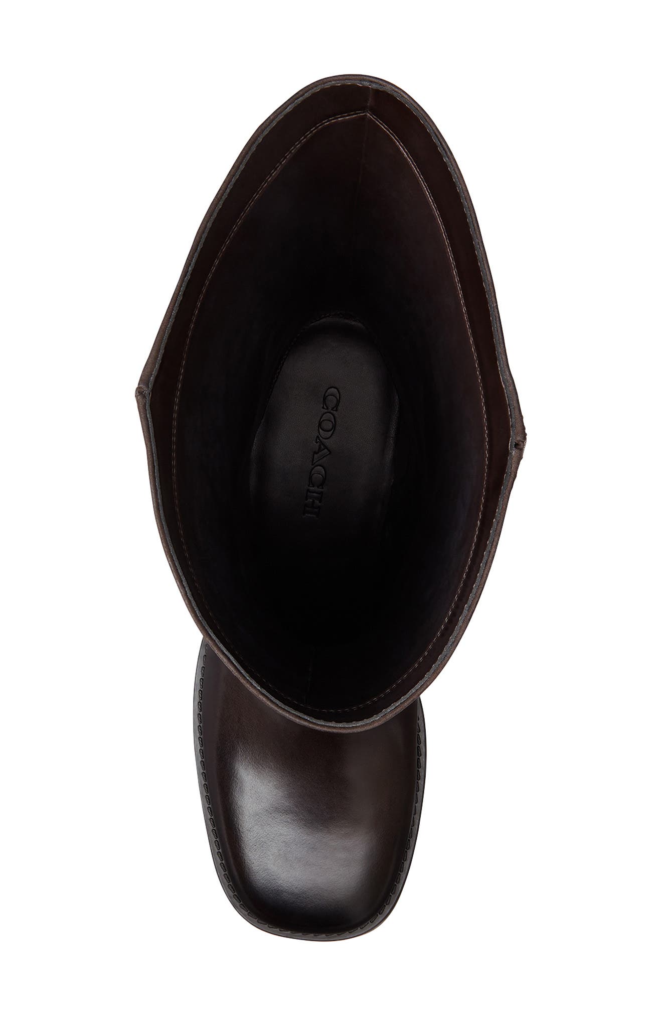 Signature Embossed Leather Knee High Boot, Alternate, color, CHOCOLATE