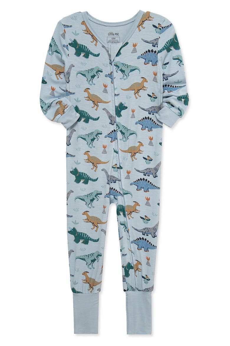 Kids' Dino One Piece Pajamas, Alternate, color, BLUE