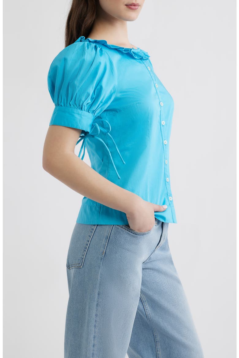 Anke Organic Cotton Button-Up Shirt, Alternate, color, BLUE