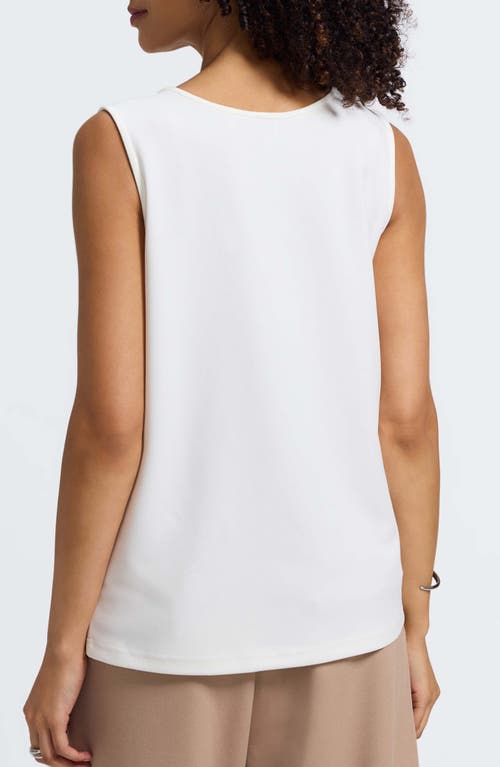 Foxcroft Callie Sleeveless Crepe Knit Top In White