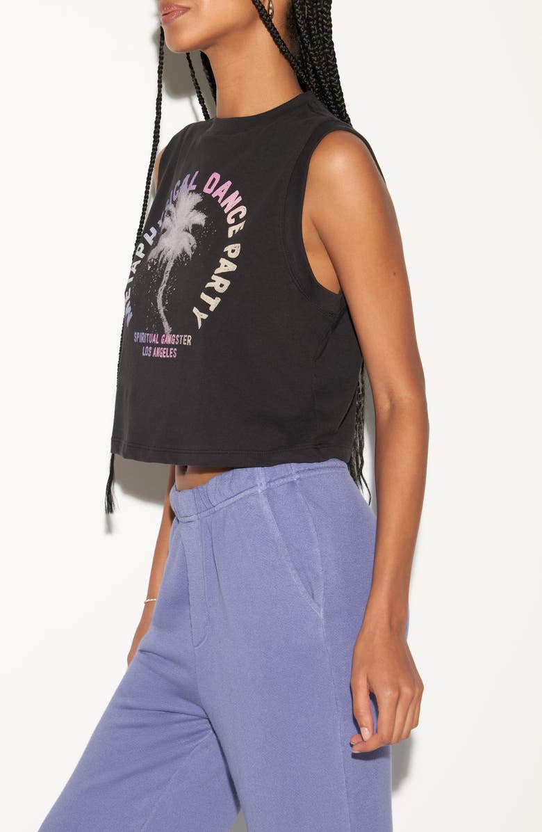 Spiritual Gangster Crawford Dance Party Crop Graphic Tank, Alternate, color, Black