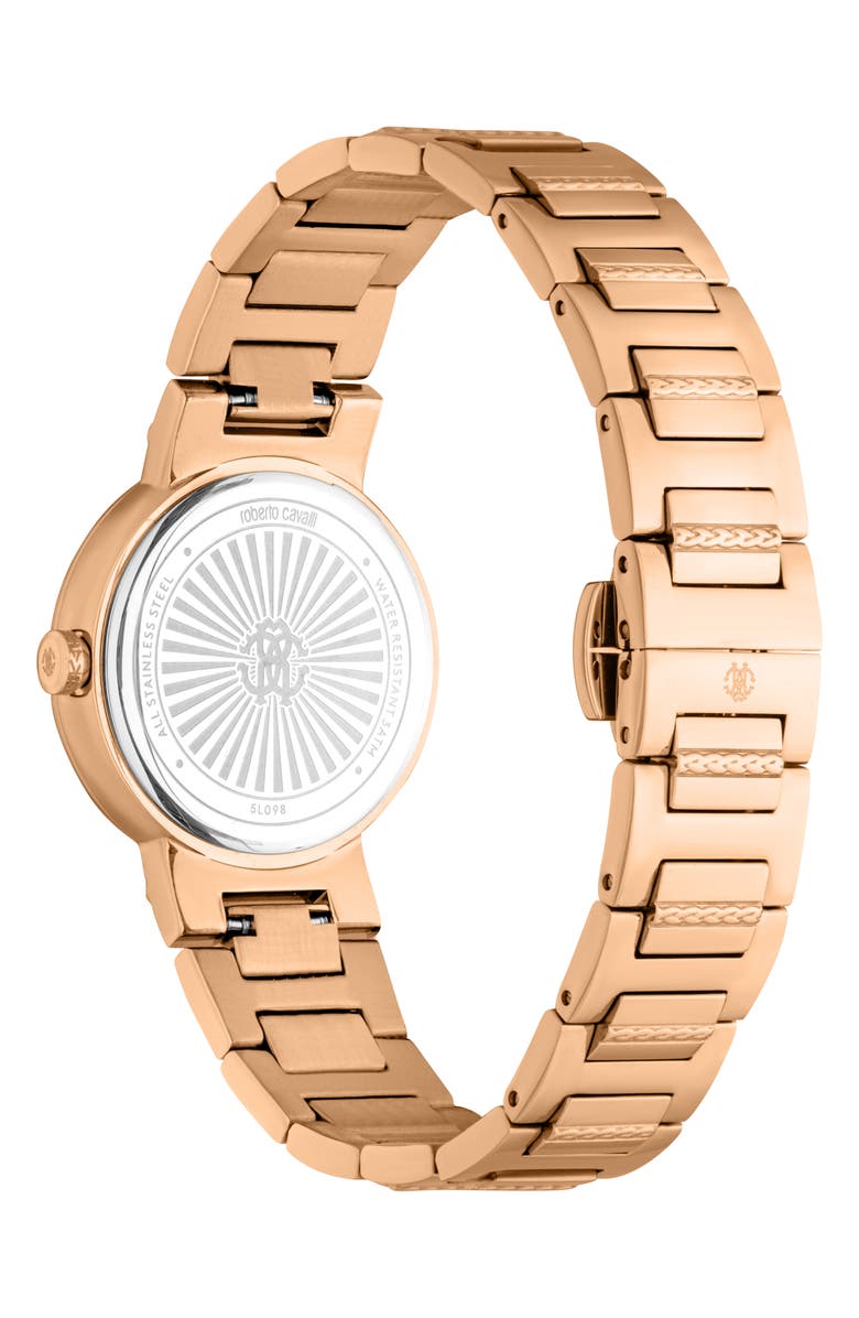 Roberto Cavalli Crystal Bracelet Watch, 30mm, Alternate, color, Rose Gold