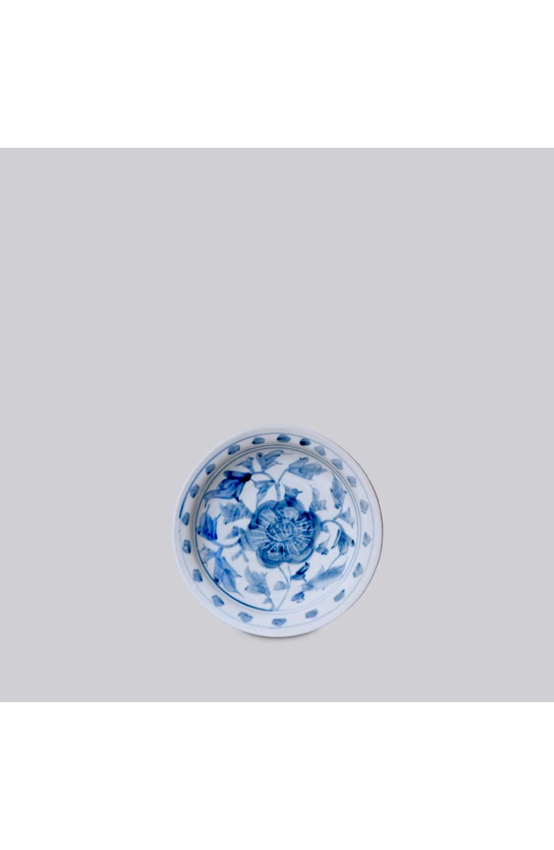 Cobalt Guild Small Porcelain Peony Dish, Main, color, Blue + White