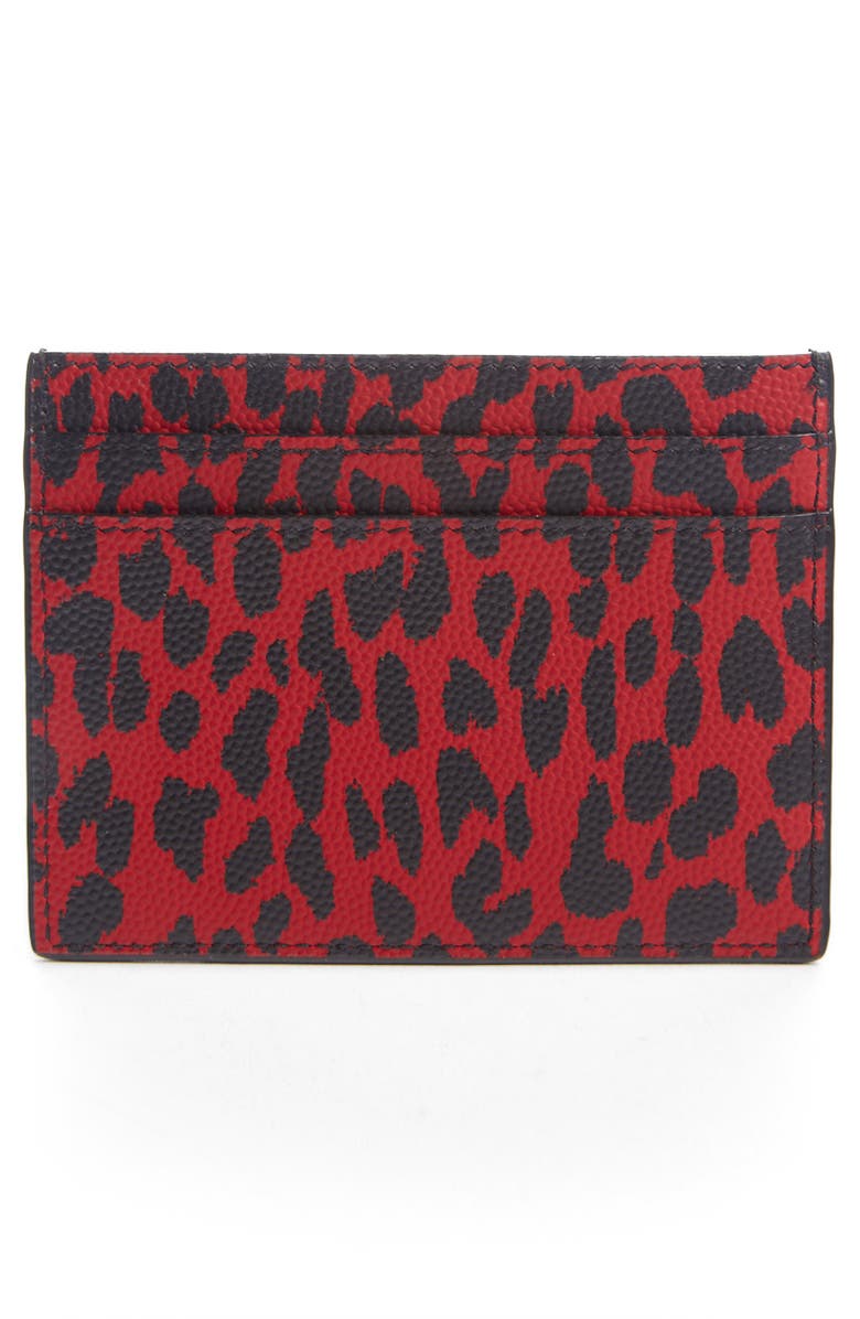 Saint Laurent Leopard Print Leather Card Case, Alternate, color, 