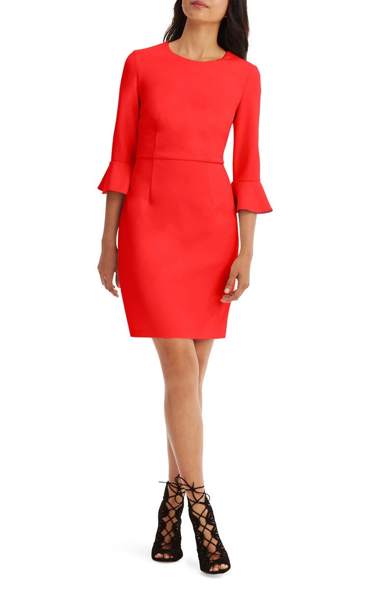 Donna Morgan Belle Sleeve Crepe Sheath Dress, Main, color, 