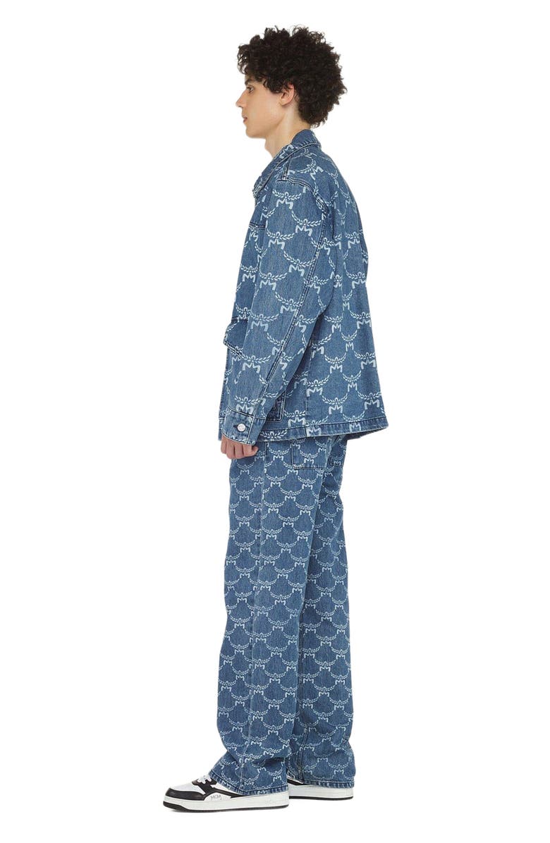 MCM Lauretos Monogram Denim Jacket, Alternate, color, Indigo