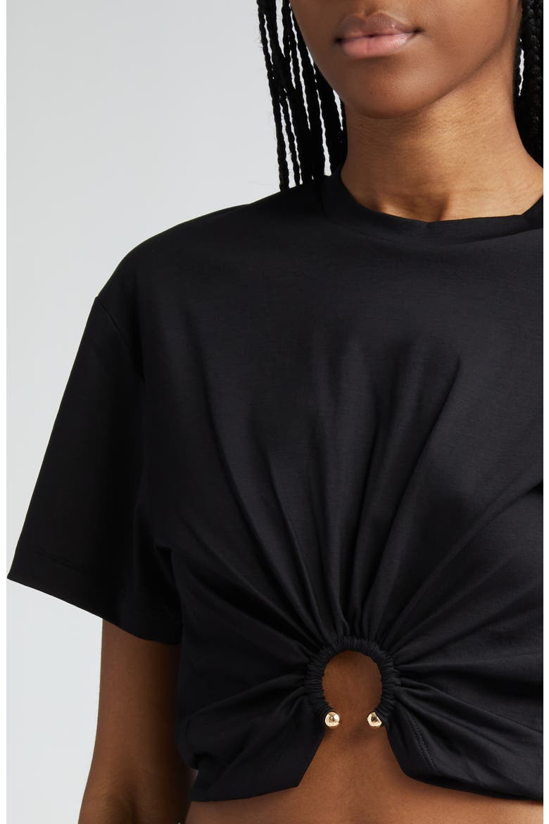 Hardware Detail Cotton T-Shirt, Alternate, color, BLACK