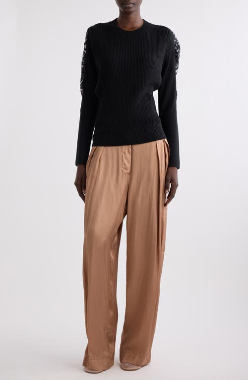 Dries Van Noten Mixed Media Crewneck Sweater In Black