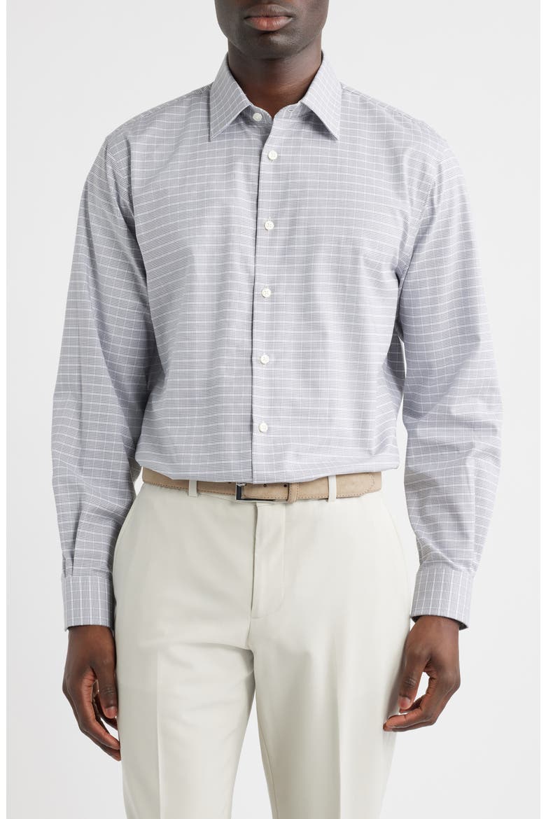 Traditional Fit Fit Plaid Premium Cotton Dress Shirt, Main, color, GREY MAURO PLAID