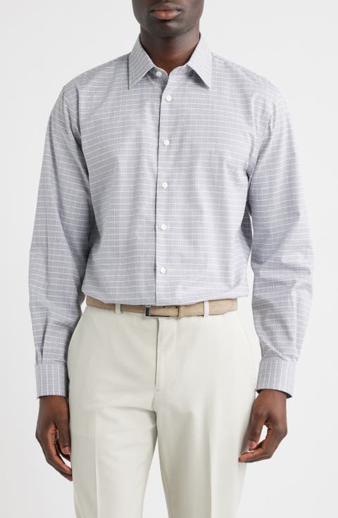 Traditional Fit Fit Plaid Premium Silk Dress Shirt (Regular, Big & Tall)