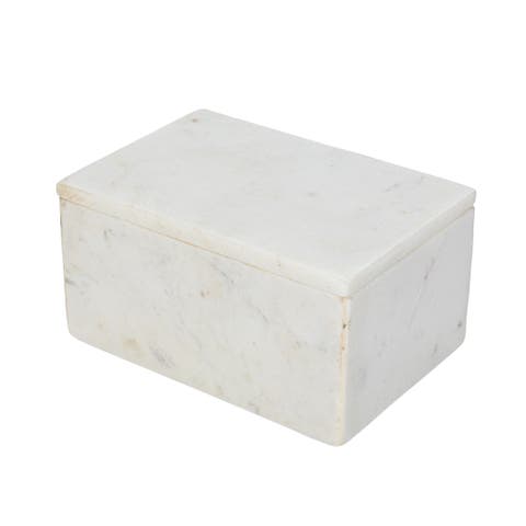 Marble Box Storage Container with Lid, White