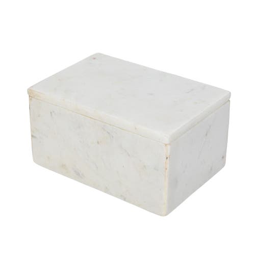 Storied Home Marble Box Storage Container With Lid, White