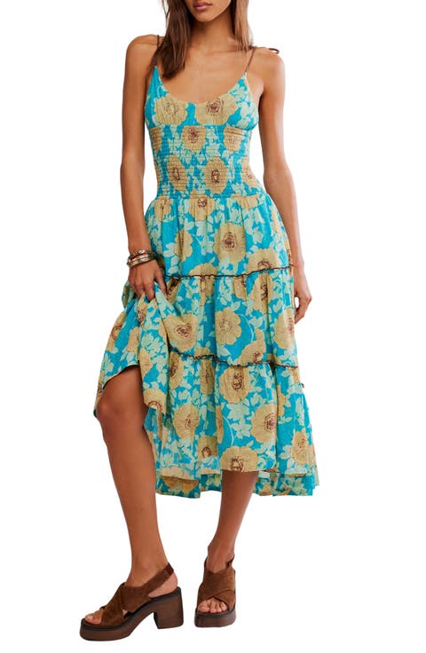 Adriel Tie Strap Tiered Midi Dress