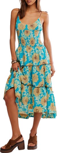 Free People Adriel Midi Dress - Nutmeg Combo