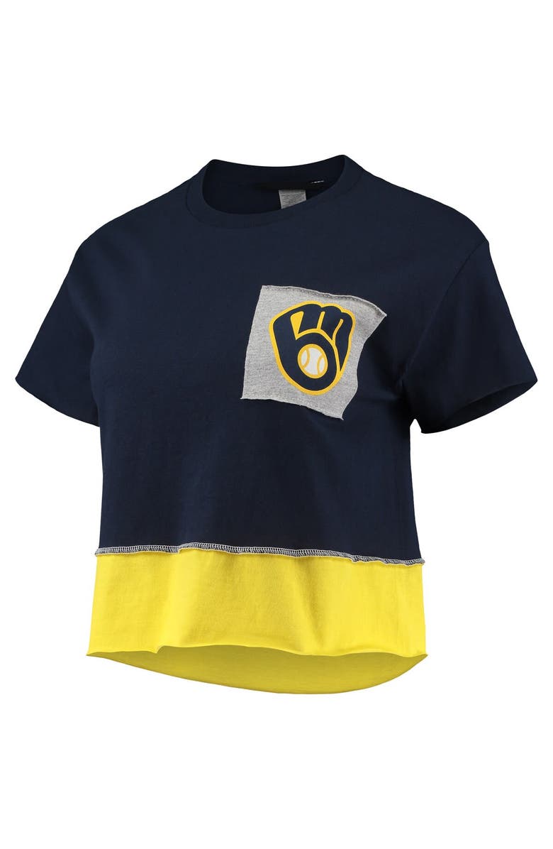 REFRIED APPAREL Women's Refried Apparel Navy Milwaukee Brewers Cropped T-Shirt, Alternate, color, 