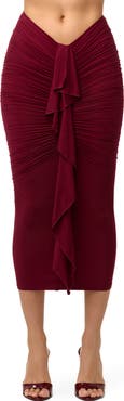 Naked Wardrobe Ruffle Midi Skirt