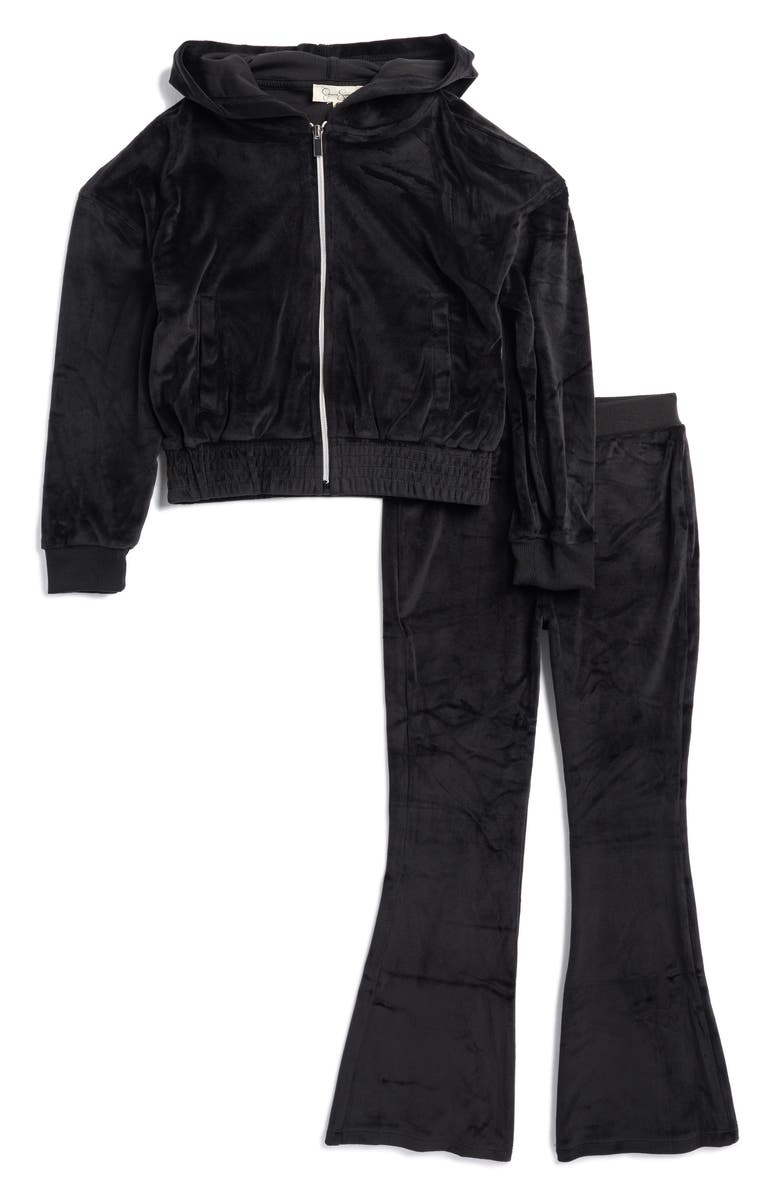 Jessica Simpson Kids' Velour Zip Hoodie & Flare Leggings Set, Main, color,